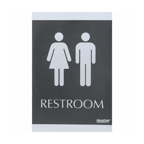 Headline Signs Signs, ADA, inRESTROOMin, Adhesive, 6inx9in, Silver/Black HDS4249 - main